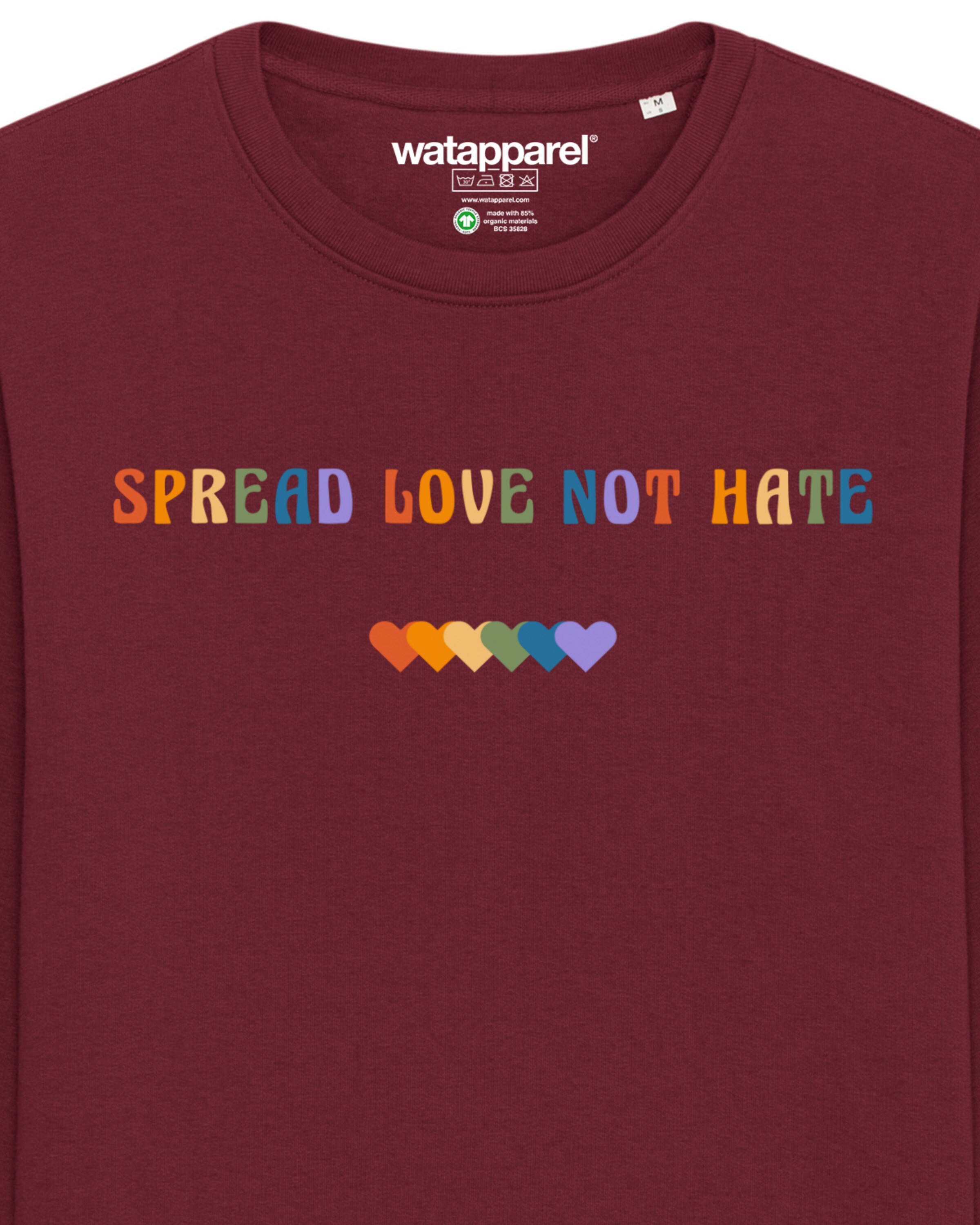 Felpa ' Spread Love not Hate ' di Watapparel in rosso