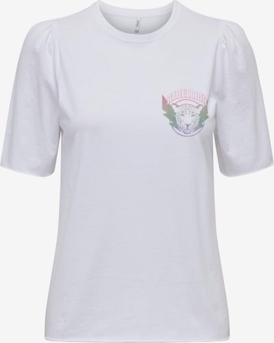 ONLY T-shirt en vert / violet foncé / rose / blanc, Vue avec produit