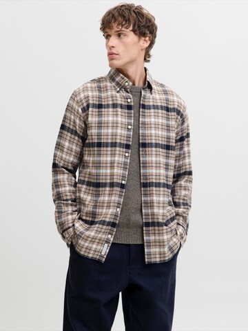 Jack & Jones Premium Regular fit Риза 'JPRBLUBARKLEY' в сиво: отпред
