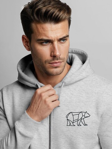 Neverless Sweatjacke 'Bär Lineart Polygon'‌‌‌‌‌‌‌‌ in Grau