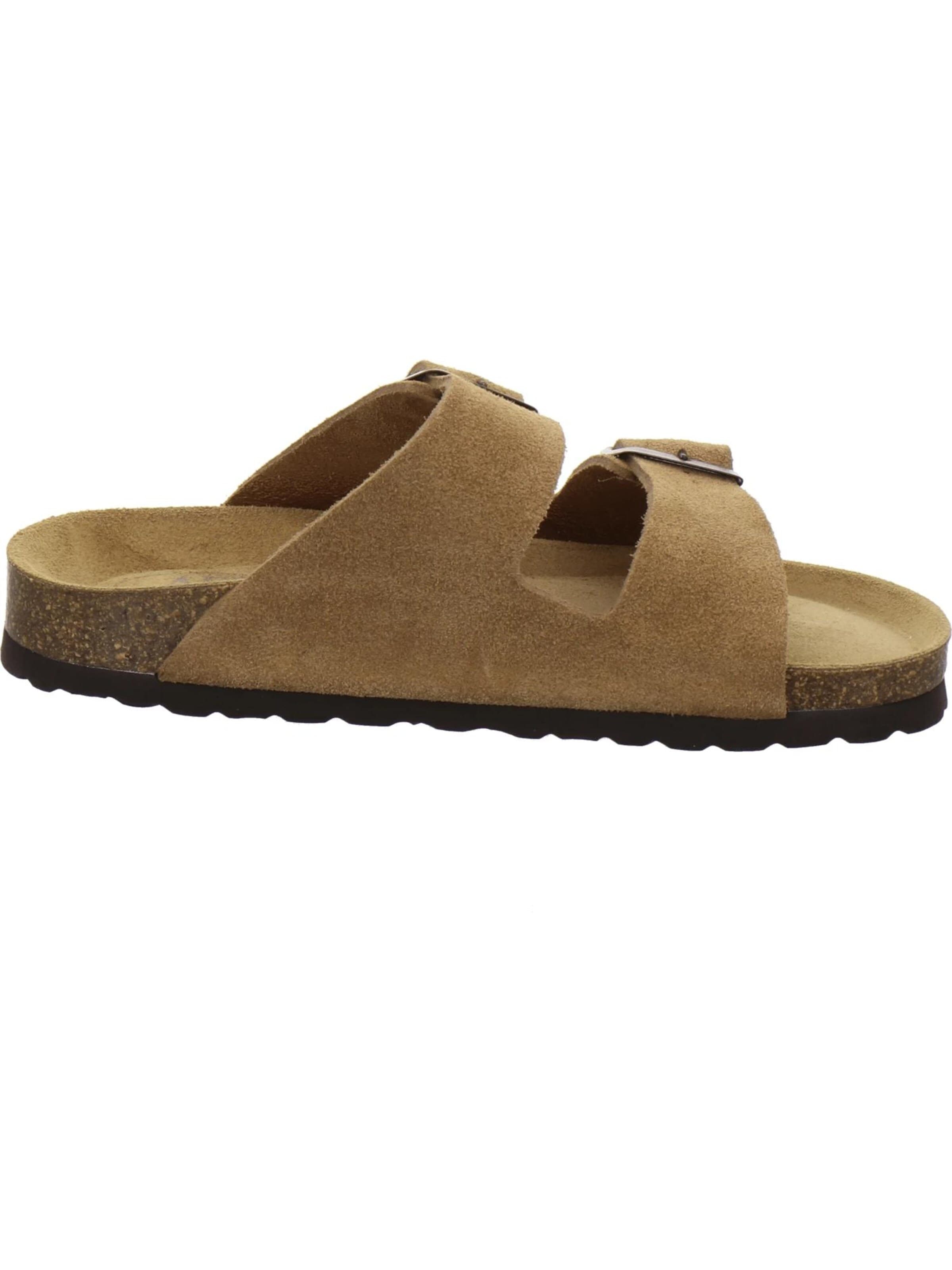 AFS-Schuhe Pantolette 'Pantoletten Damen Zweischnaller cognac Veloursleder'‌‌‌‌‌‌‌‌‌‌ in Braun