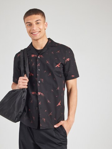 Coupe regular Chemise 'Ellino' HUGO en noir : devant