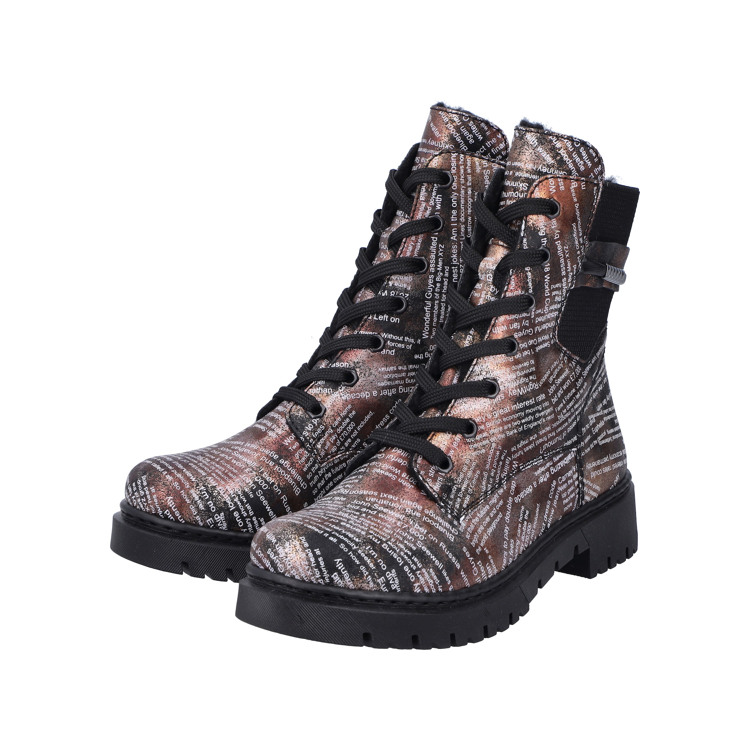 Rieker Lace-Up Ankle Boots in Black