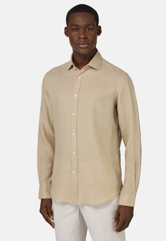 Coupe regular Chemise Boggi Milano en beige : devant