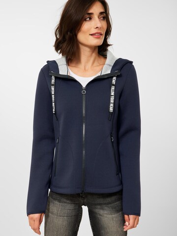 CECIL Zip-Up Hoodie 'Scuba' in Blue: front