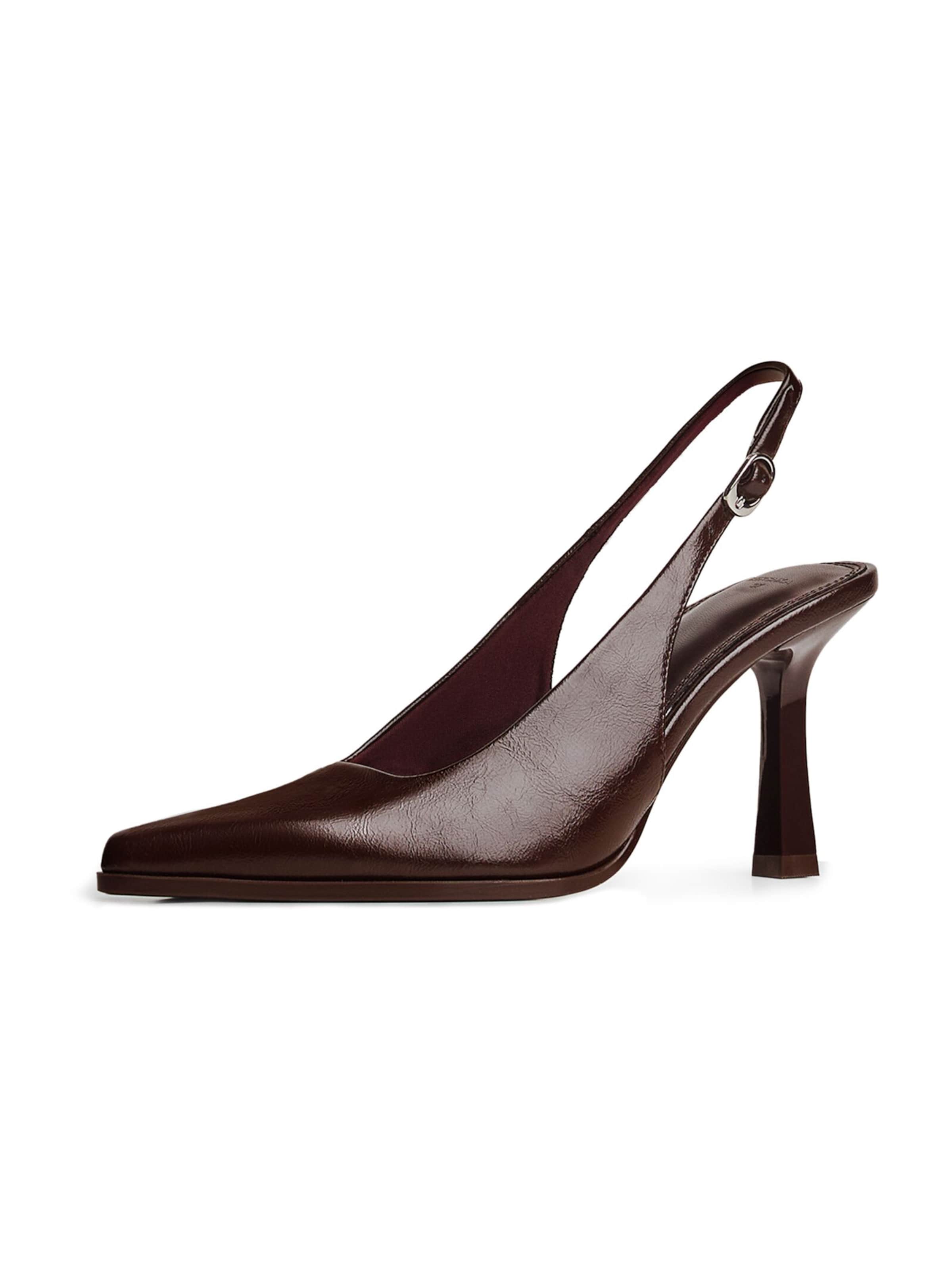 Bershka Lodičky s otvorenou pätou - Hnedá: predná strana