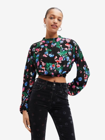 Desigual - Blusa 'Garden' en negro: frente