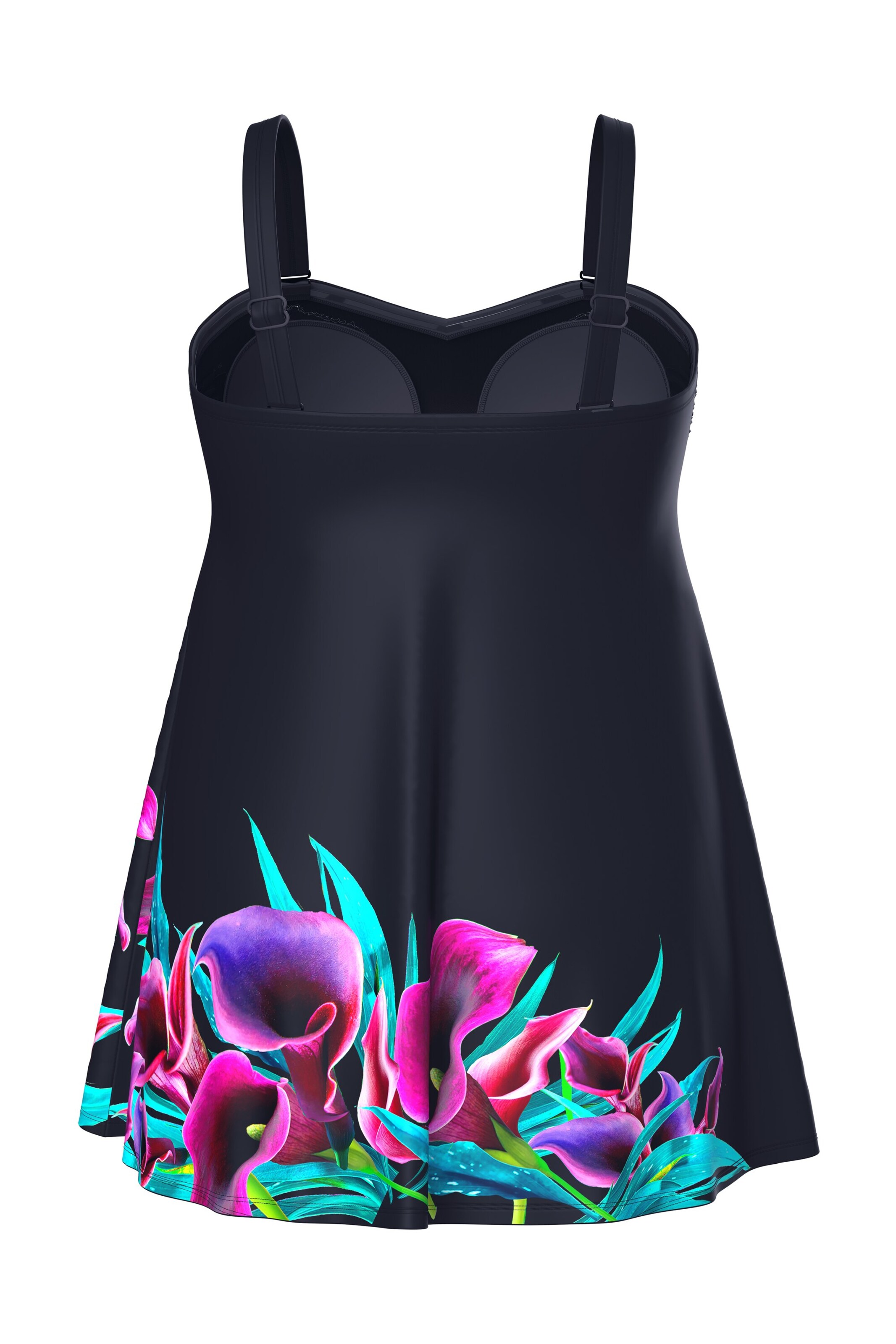 Ulla Popken T-Shirt Badeanzug in Schwarz