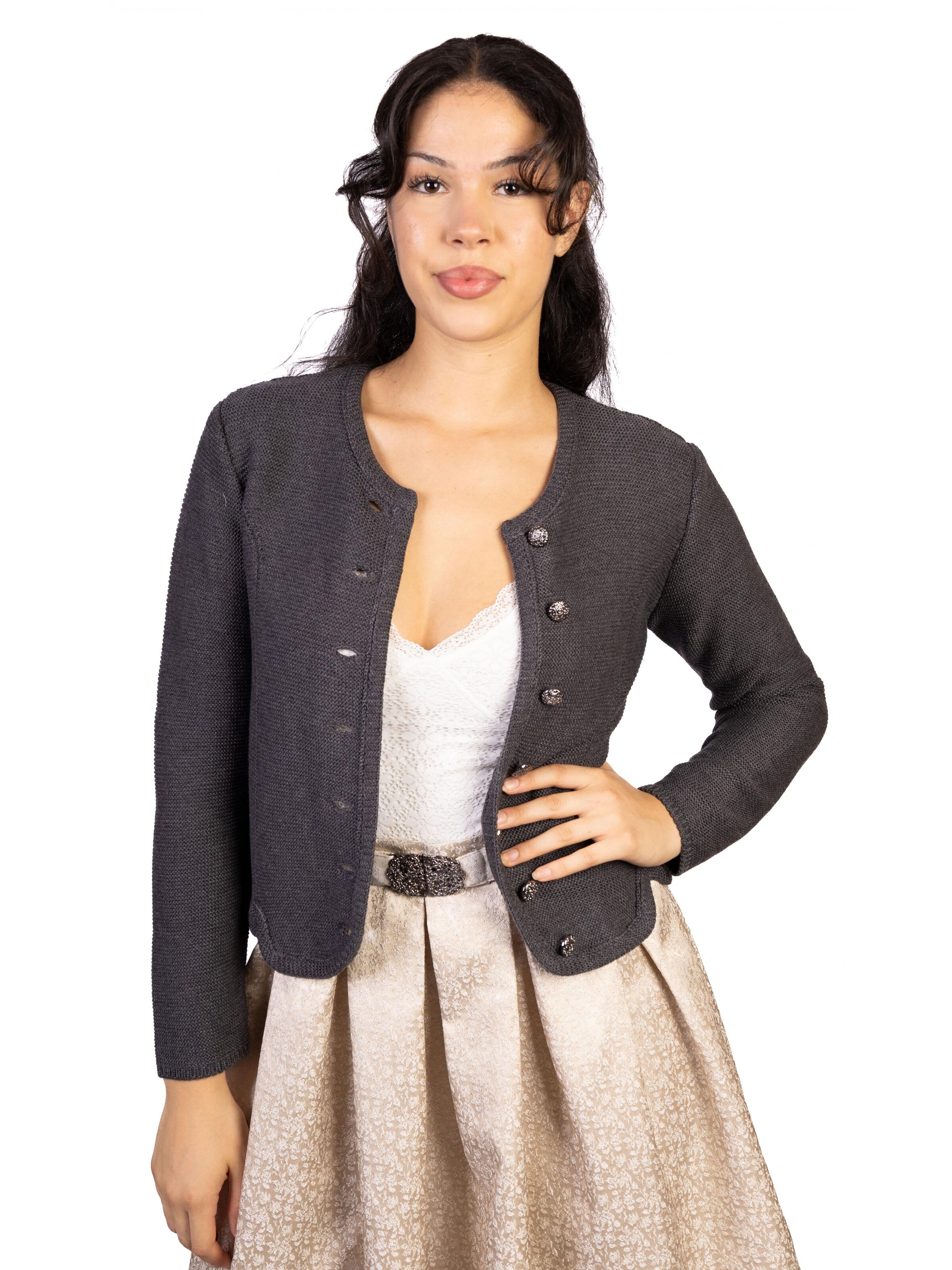 Trachtl Strickjanker 'Trachtl Trachtenjacke Anthrazit'‌‌‌‌ in Grau: Vorderseite