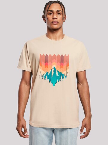 F4NT4STIC T-Shirt 'Berg Sonnenuntergang' in Beige: Vorderseite