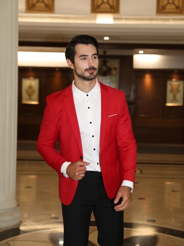 YOUTHUP Slim fit Suit Jacket 'Prägung' in Red: front