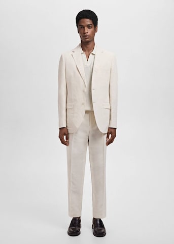 MANGO MAN Slim fit Pleat-Front Pants 'Ethereal' in Beige