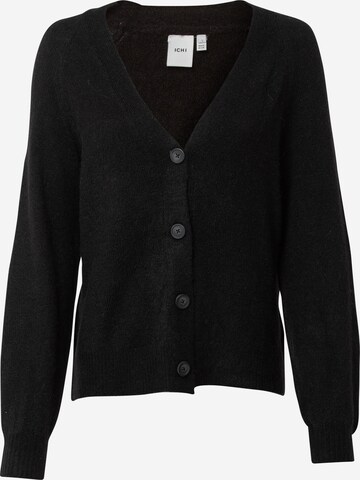 ICHI Knit cardigan in Black: front