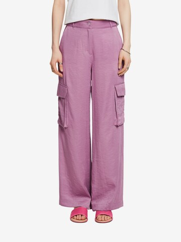 ESPRIT Wide leg Cargobroek in Lila: voorkant