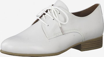 TAMARIS Обувки с връзки в бяло: отпред