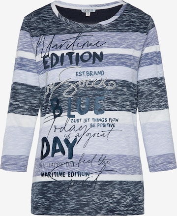 Soccx Maritimes Streifenshirt mit Label Print in Blau: predná strana
