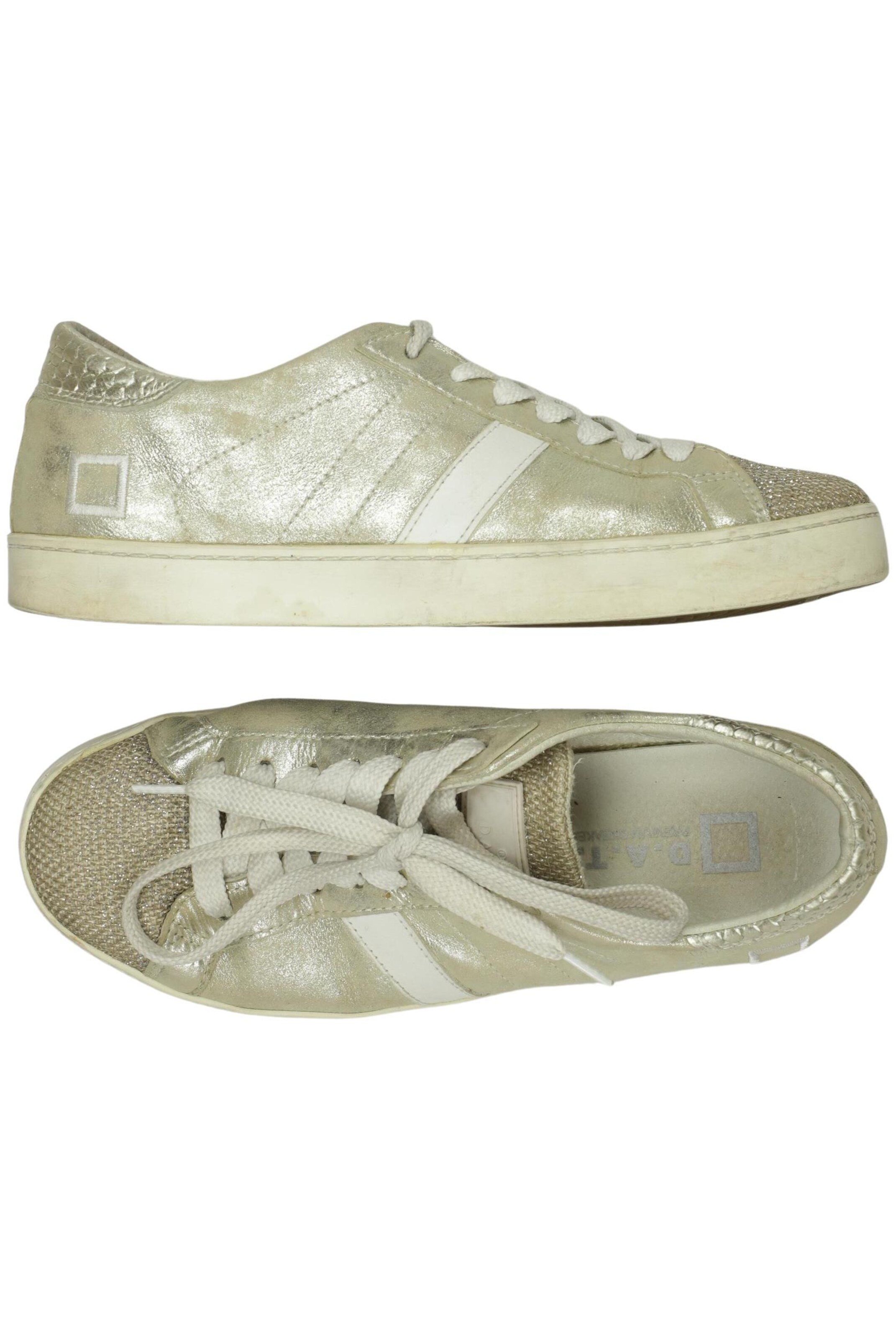 D.A.T.E Flats & Loafers in 37 in Gold: front