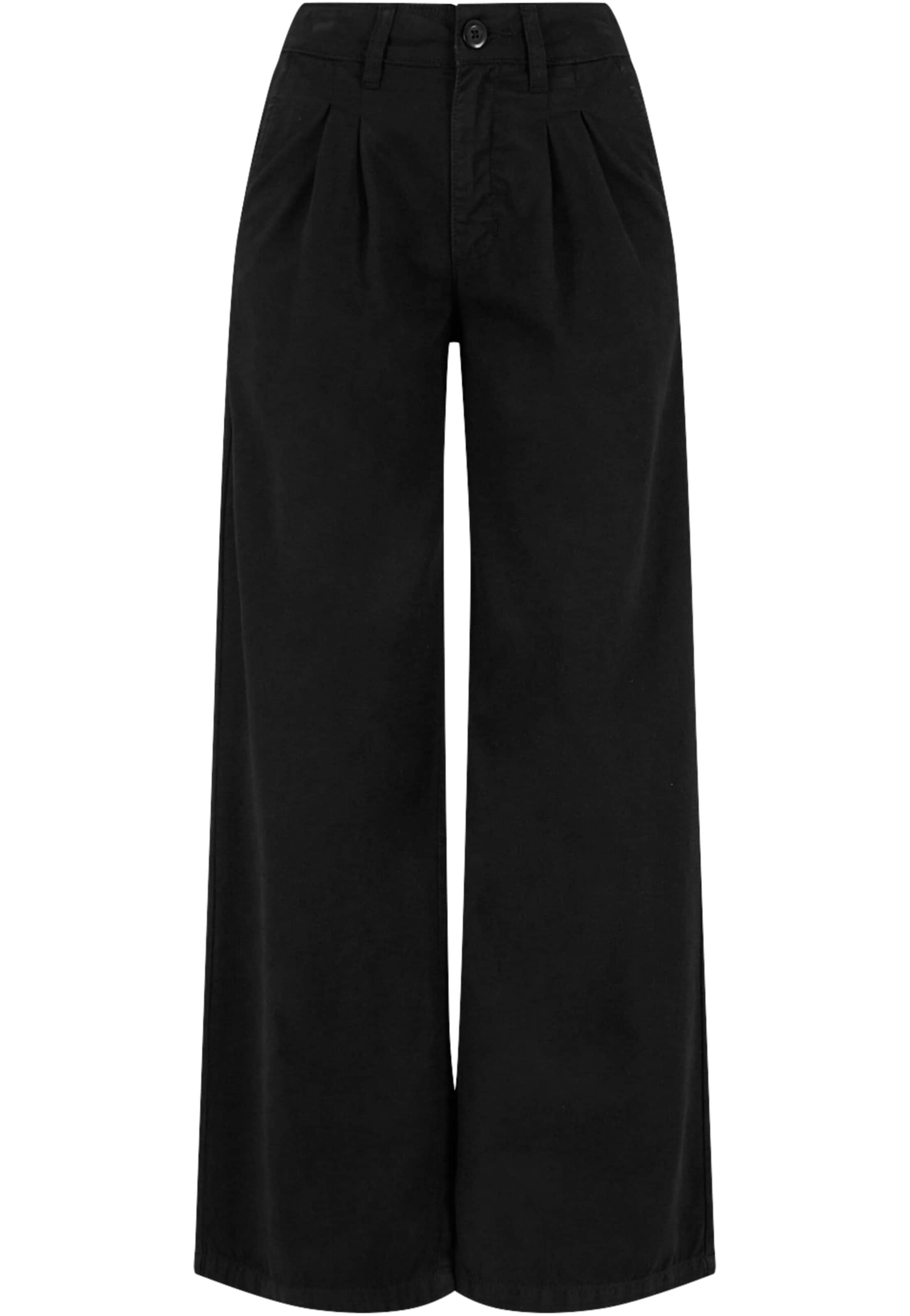 Urban Classics Wide Leg Bukser med lægfolder i sort: forside