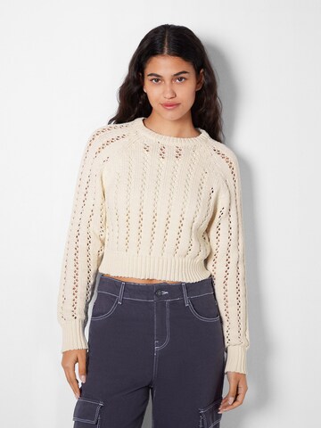 Pull-over Bershka en beige : devant