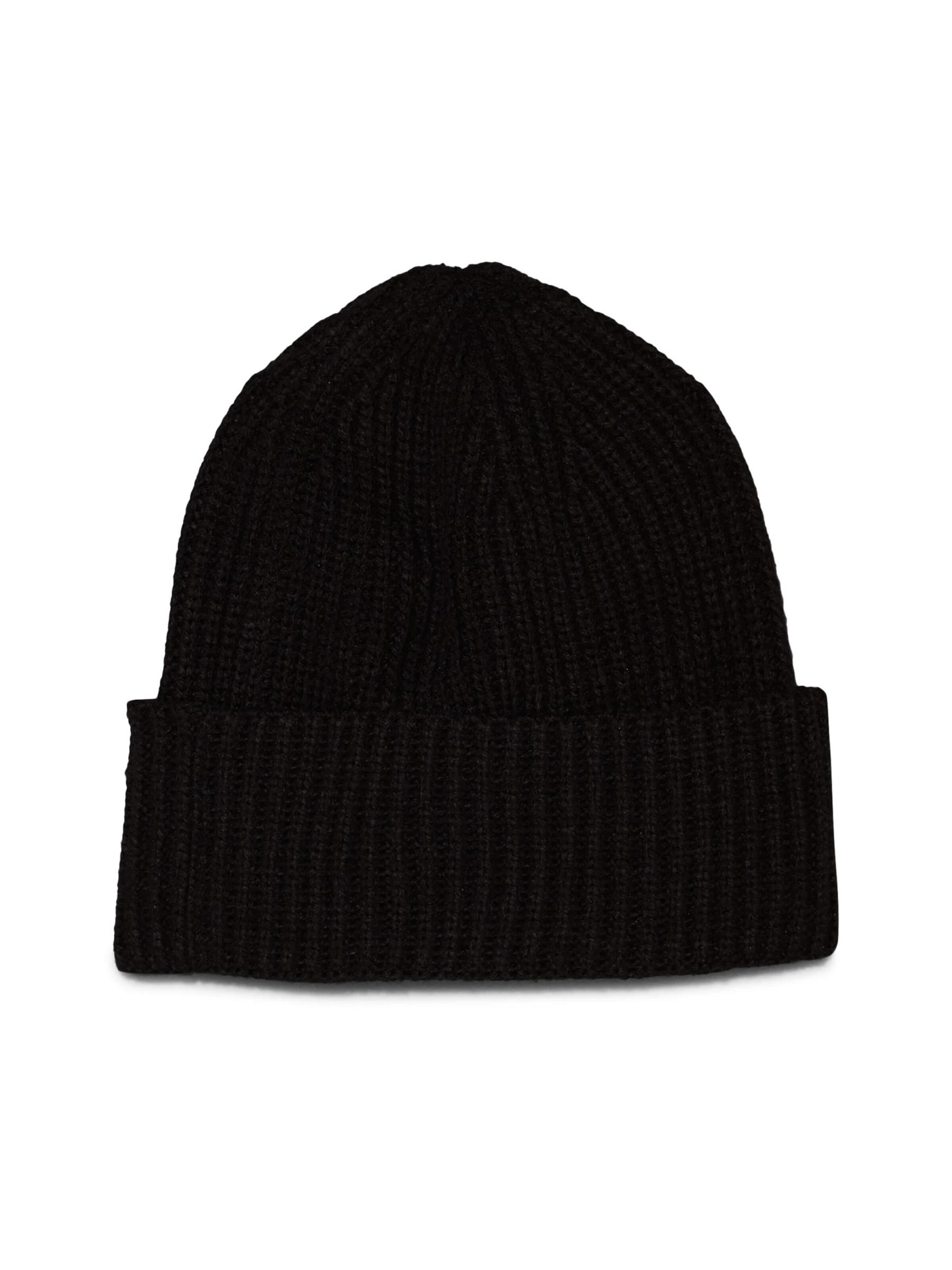 Calvin Klein Hat 'MONOGRAM BEANIE RIB' in Black