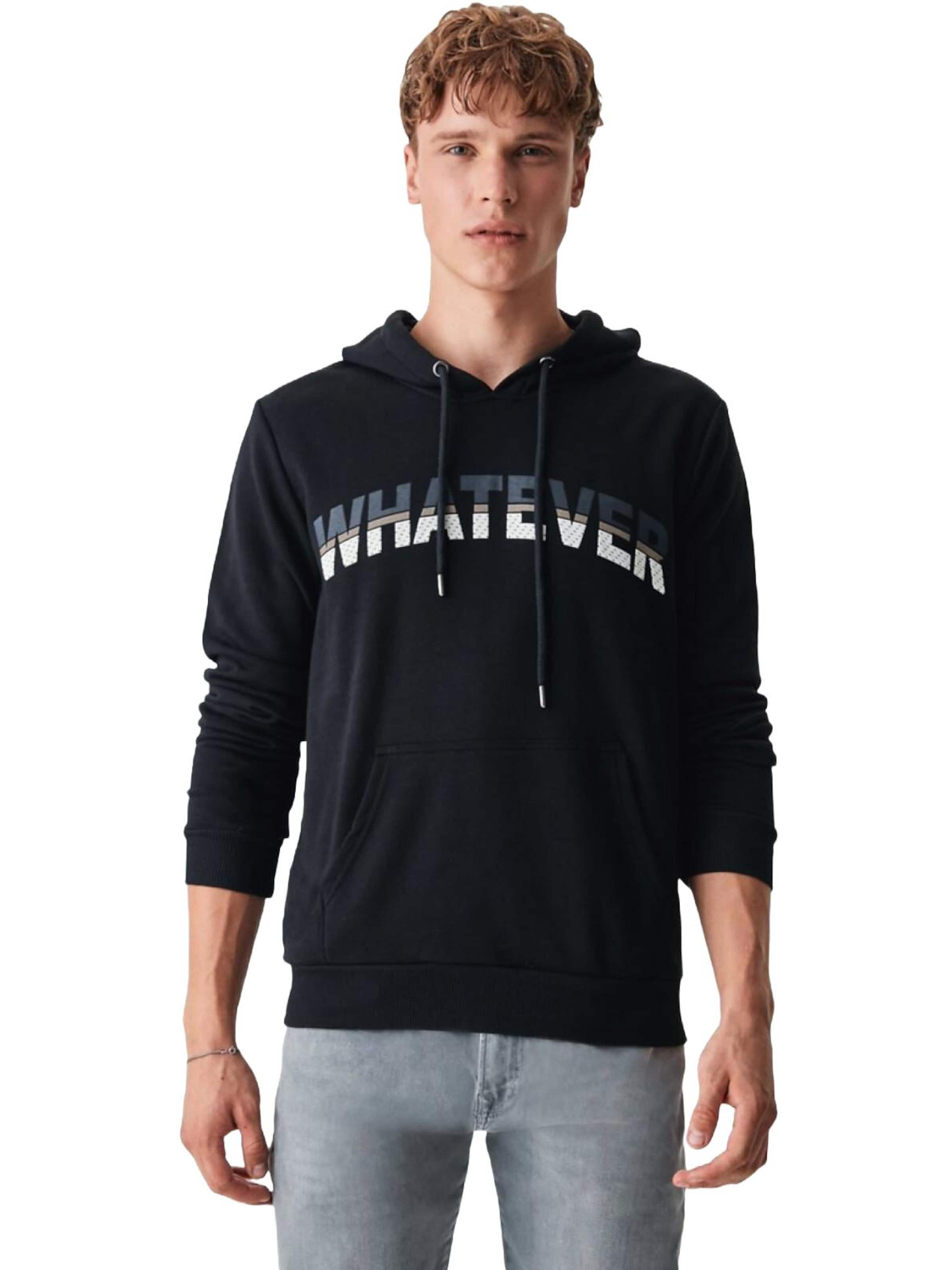 LTB Jeans Sweatshirt 'LTB Jeans Herren-Kapuzenpullover' in Zwart: voorkant