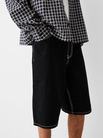 Bershka Wide Leg Shorts in Schwarz