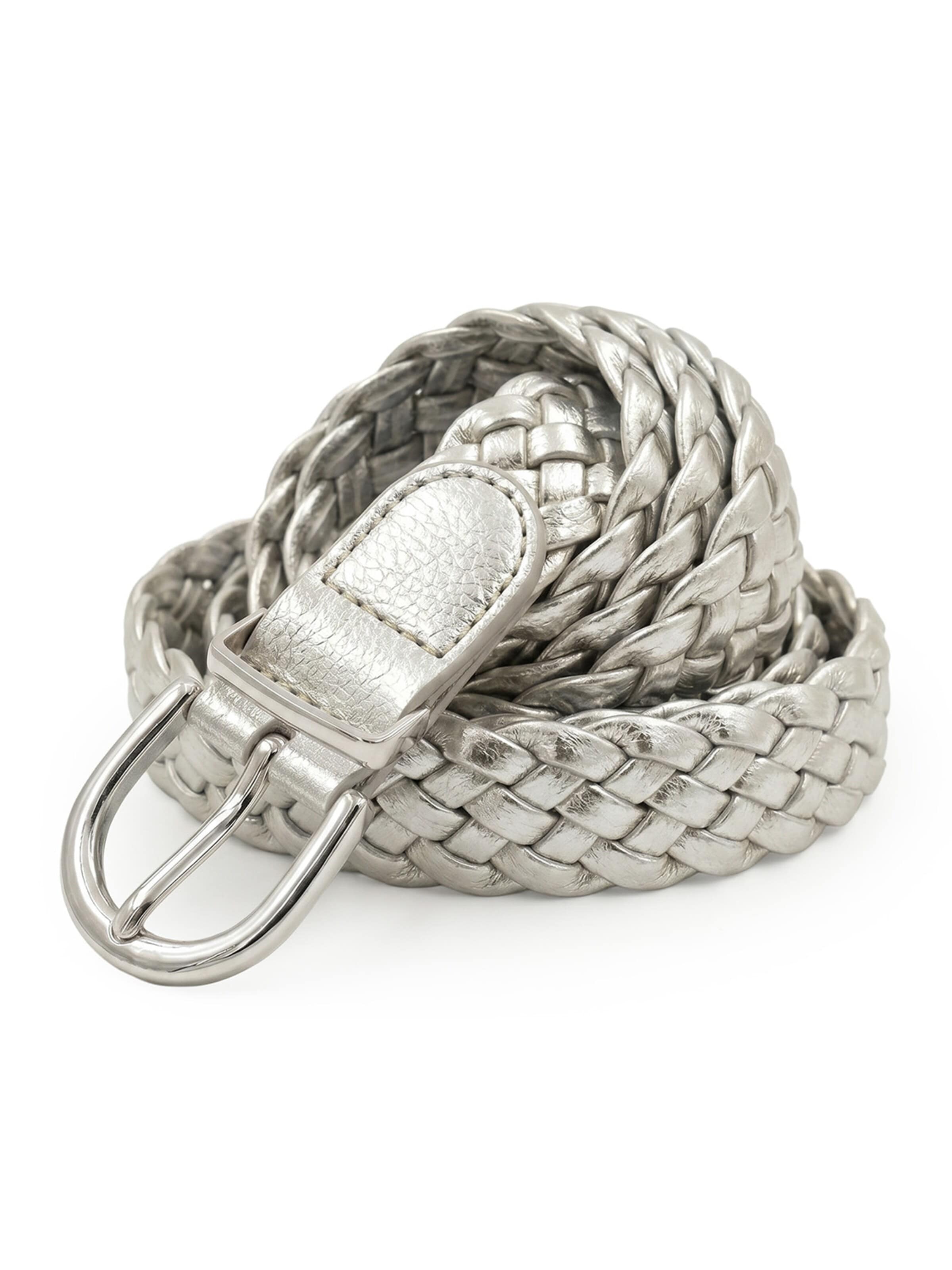 styleBREAKER Gürtel 'Flechtgürtel schmal'‌‌‌‌‌‌‌‌‌‌ in Silber: Vorderseite