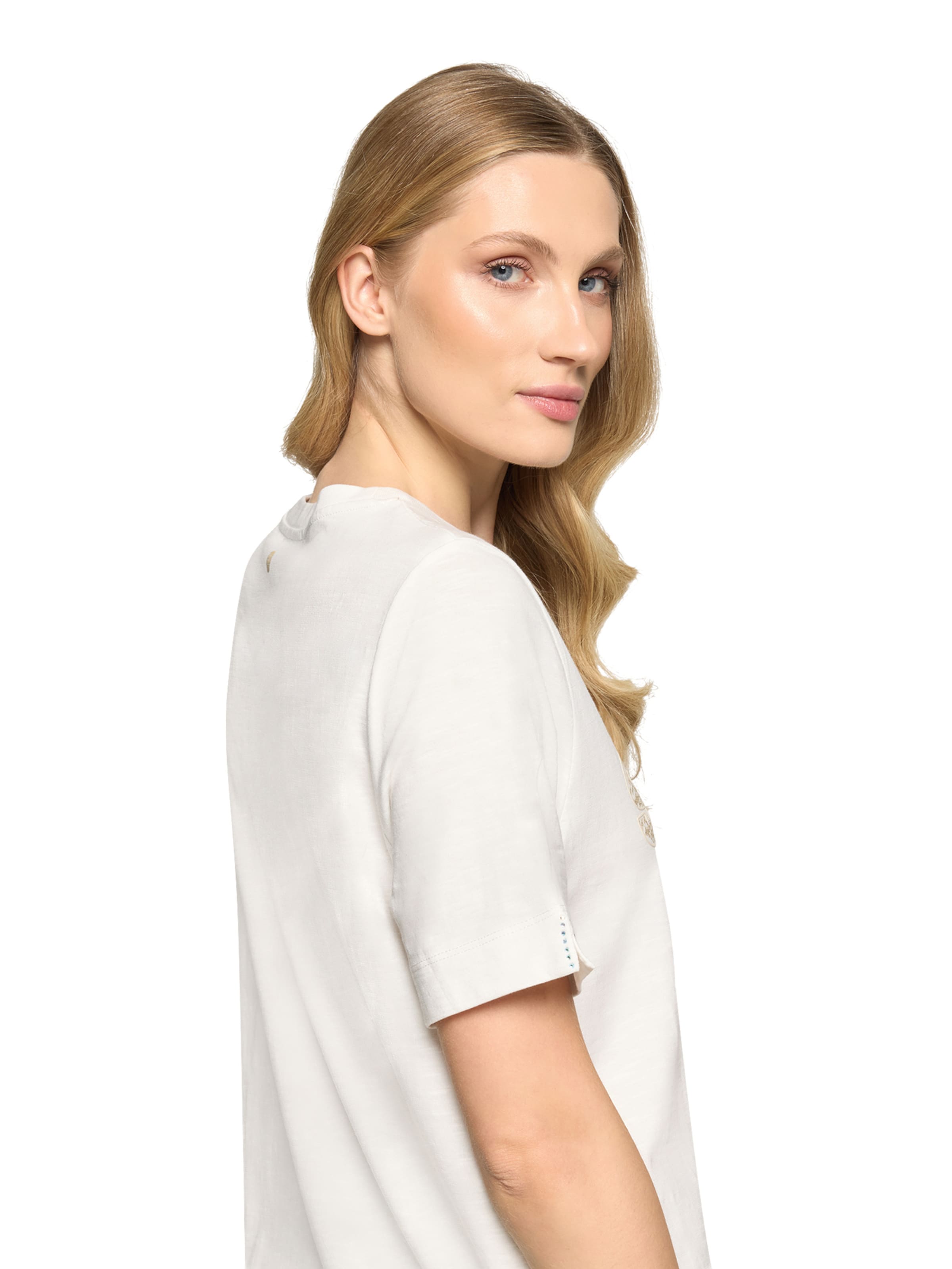 Cartoon Printshirt mit Rundhalsausschnitt in Weiß