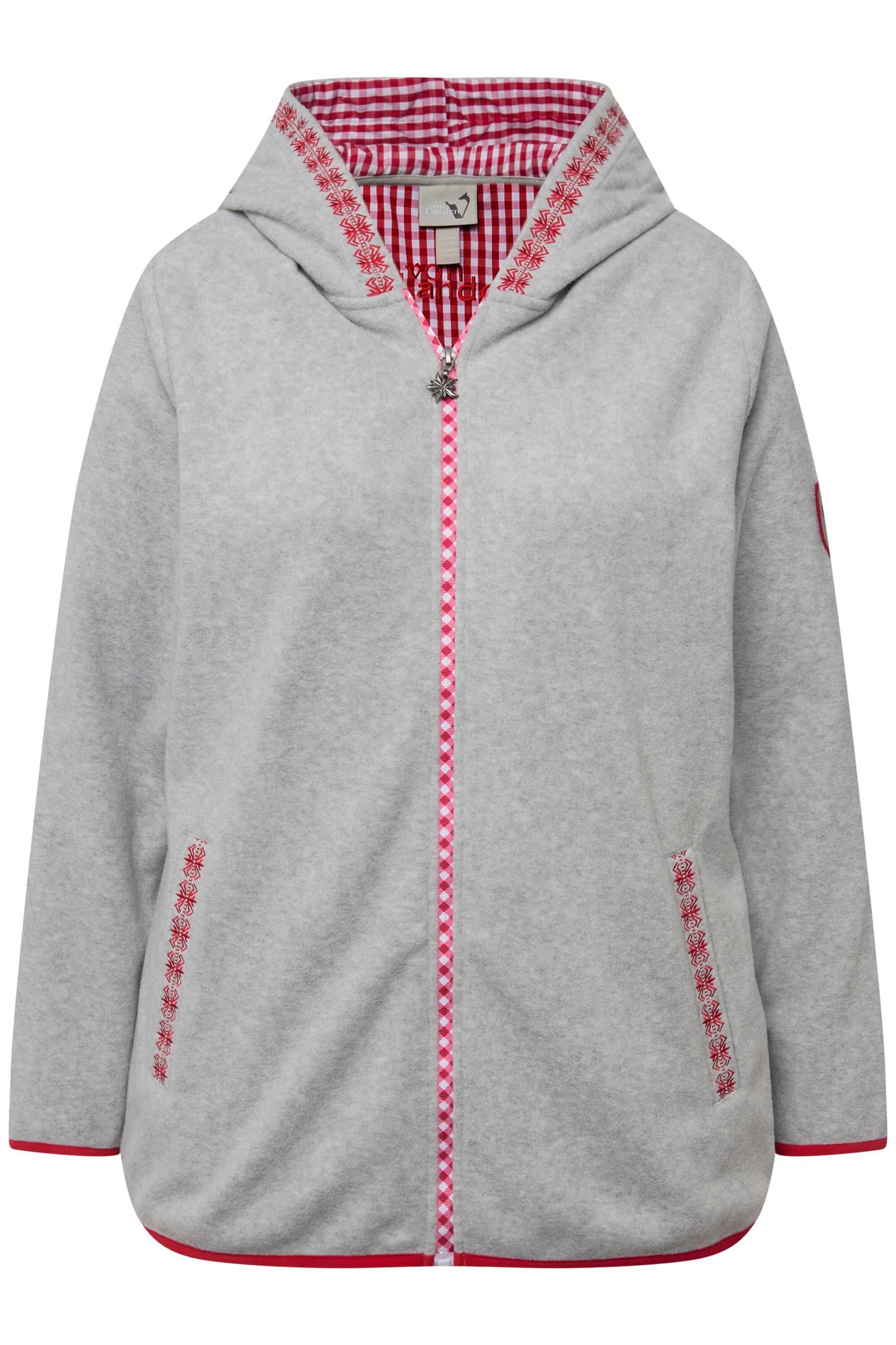 Ulla Popken Fleece jas in Grijs: voorkant