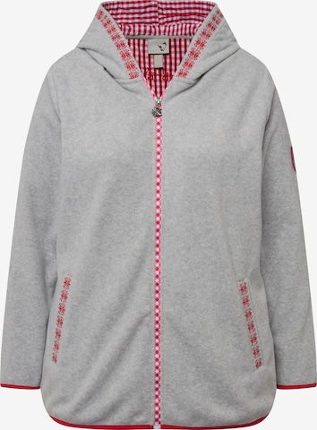Ulla Popken Fleece jas in Grijs: voorkant
