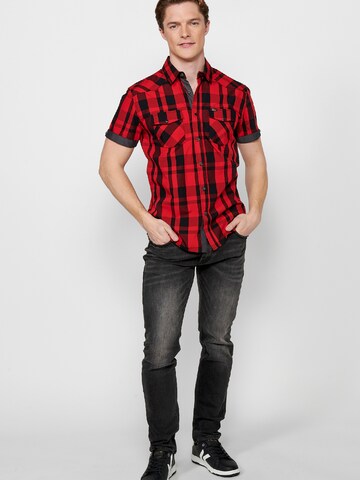 KOROSHI Slim fit Button Up Shirt in Red