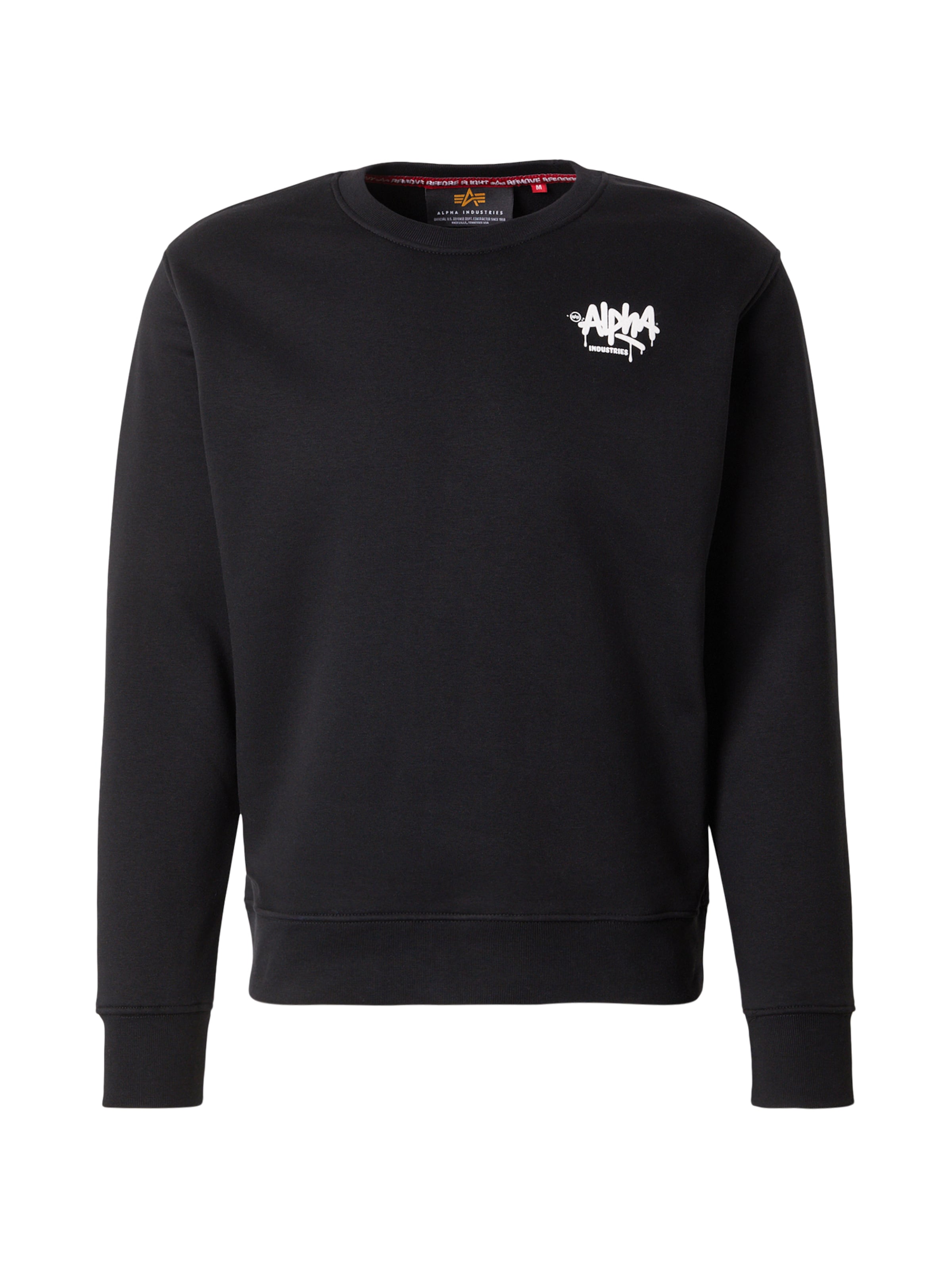 Bluză de molton de la ALPHA INDUSTRIES pe negru: față