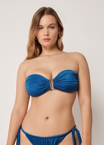 CALZEDONIA Bandeau Bikinitop 'Shiny Satin' in Blau