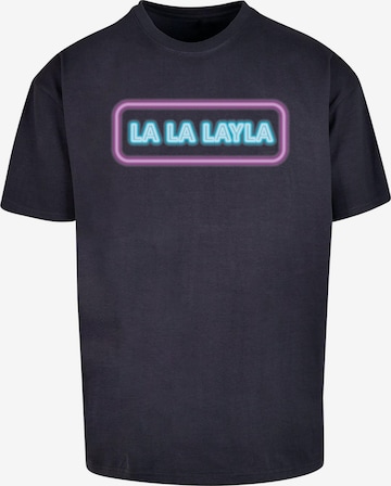 Merchcode Shirt 'La La Layla' in Blauw: voorkant