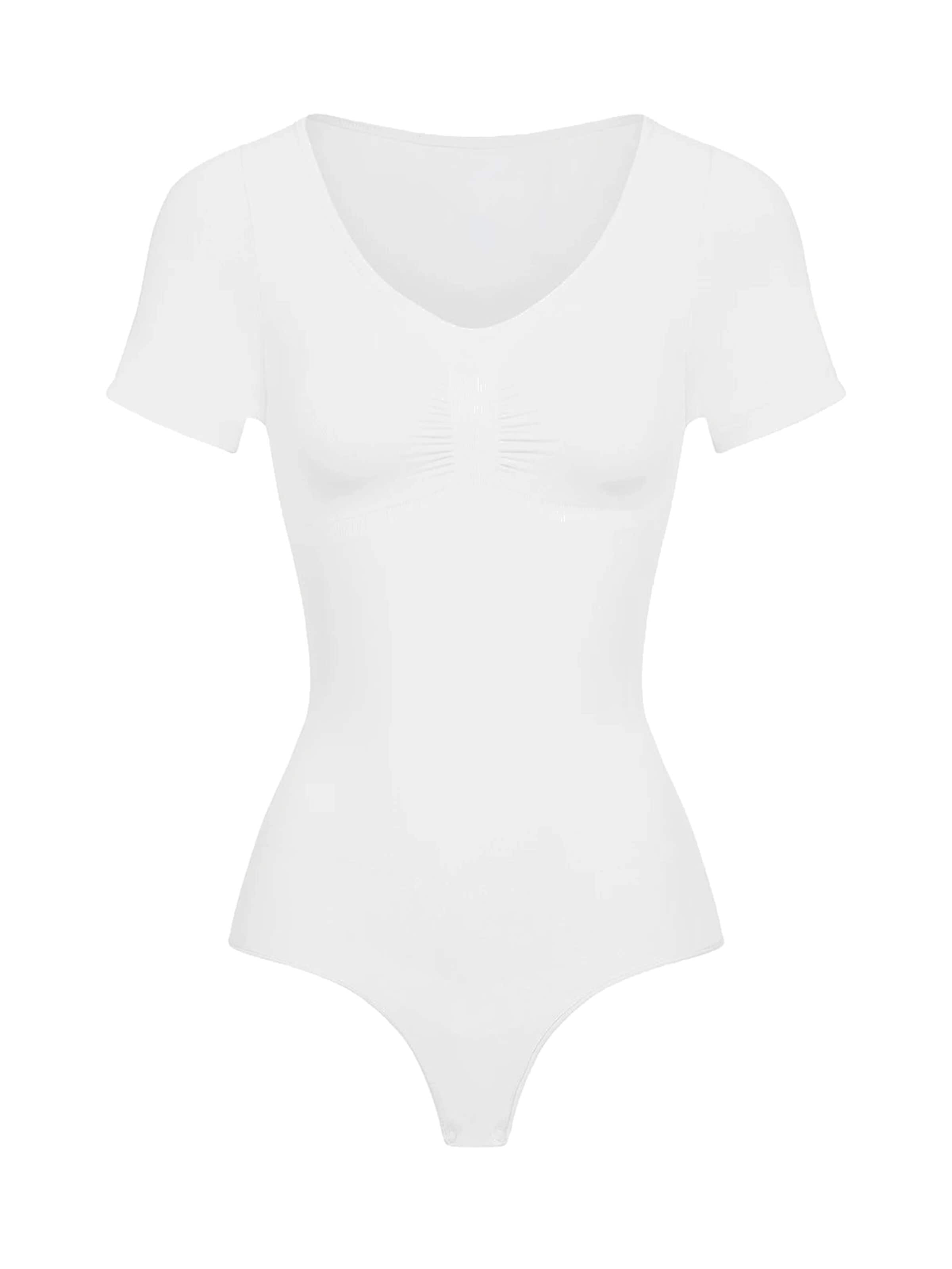 cfab Shapingbody 'T-Shirt Bodysuit Sculpting Shapewear mit String' in Wit: voorkant