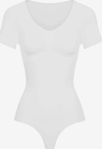 cfab Shapingbody 'T-Shirt Bodysuit Sculpting Shapewear mit String' in Wit: voorkant