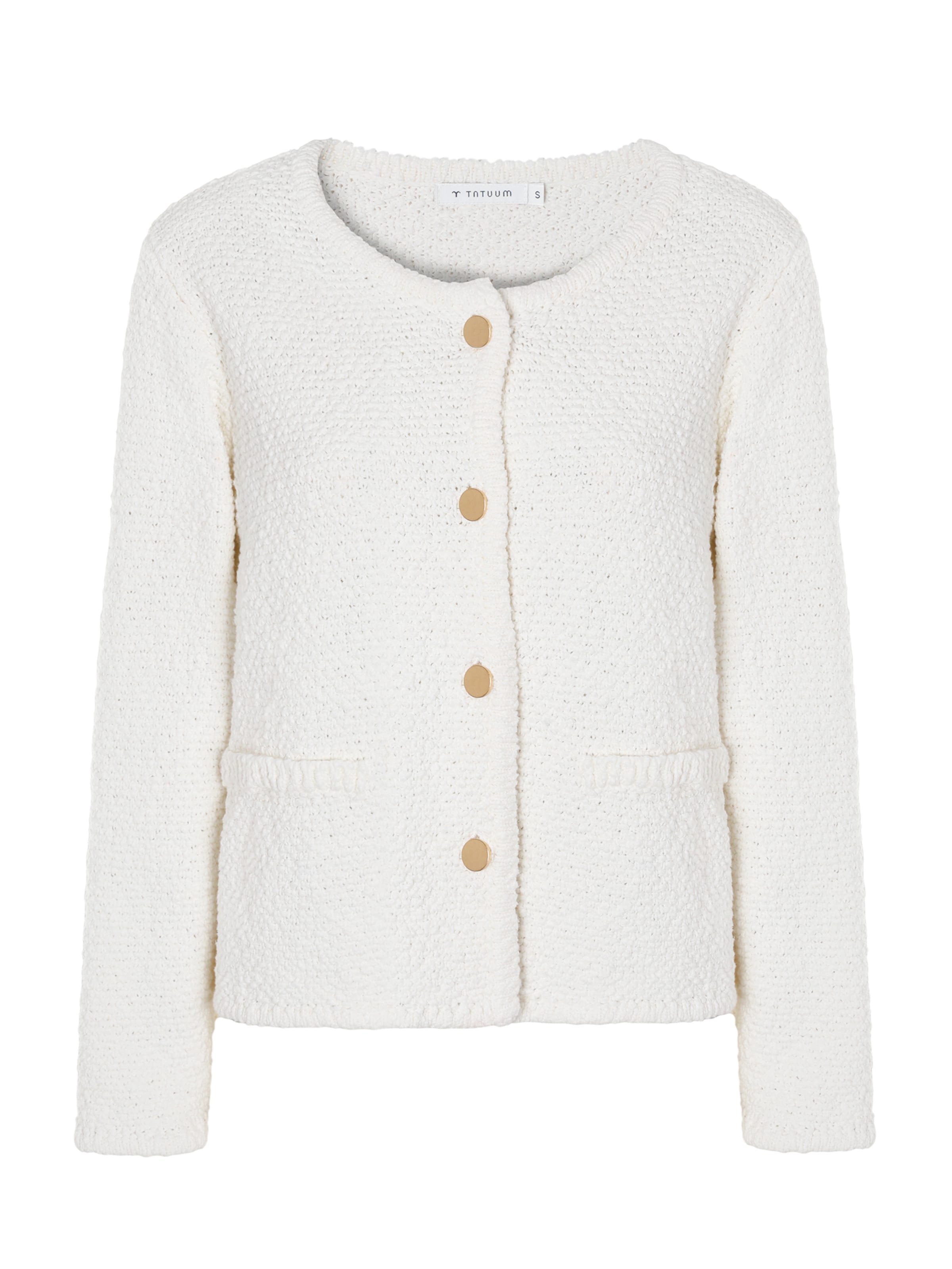 TATUUM Πλεκτή ζακέτα 'Suzy' σε λευκό: μπροστά