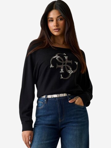 GUESS Trui 'BAT SLEEVE GEMMA LOG W6YR27 Z0975' in Zwart: voorkant