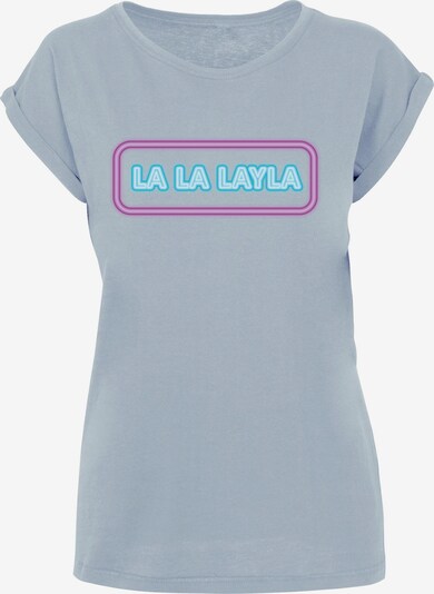 Merchcode T-Shirt 'La La Layla' in türkis / hellgrün / rotviolett / weiß, Produktansicht