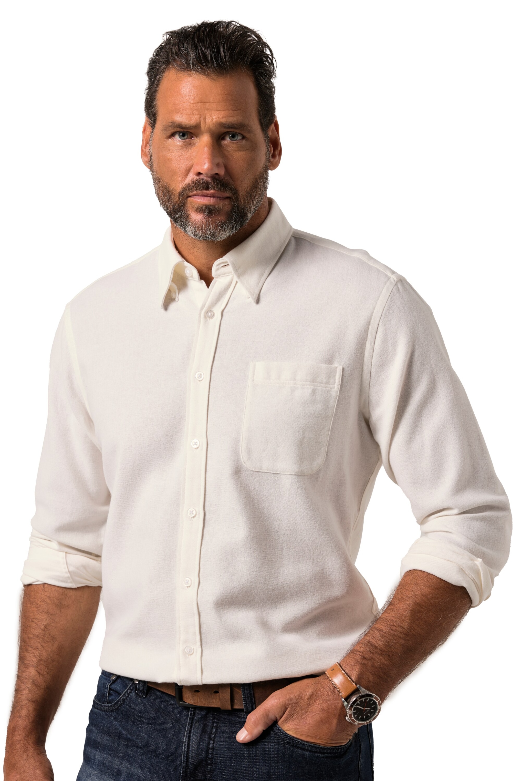 JP1880 Regular fit Button Up Shirt in Beige