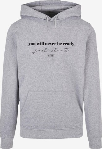 Merchcode Sweatshirt 'Just Start' in Grijs: voorkant