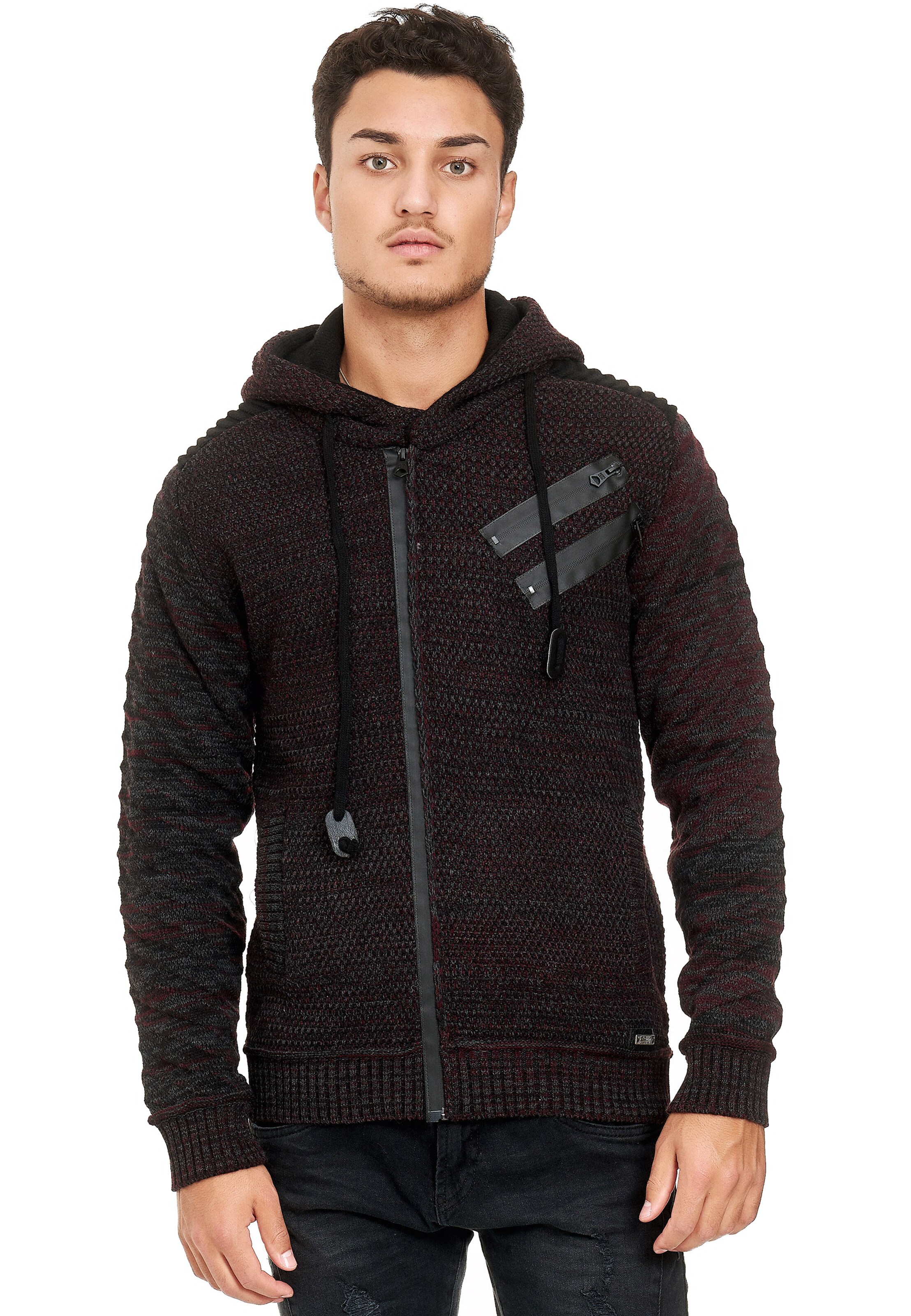 Rusty Neal Strickjacke in Schwarz: Vorderseite