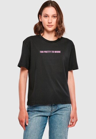 Maglietta 'Too Pretty' di Miss Tee in nero: frontale