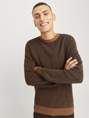 JACK & JONES Sweater 'JJEGlobe' in Brown