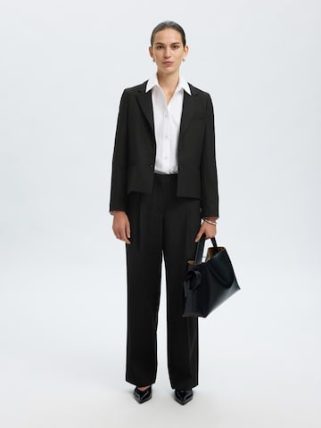 SELECTED - Pierna ancha Pantalón plisado 'SLFRITA' en negro