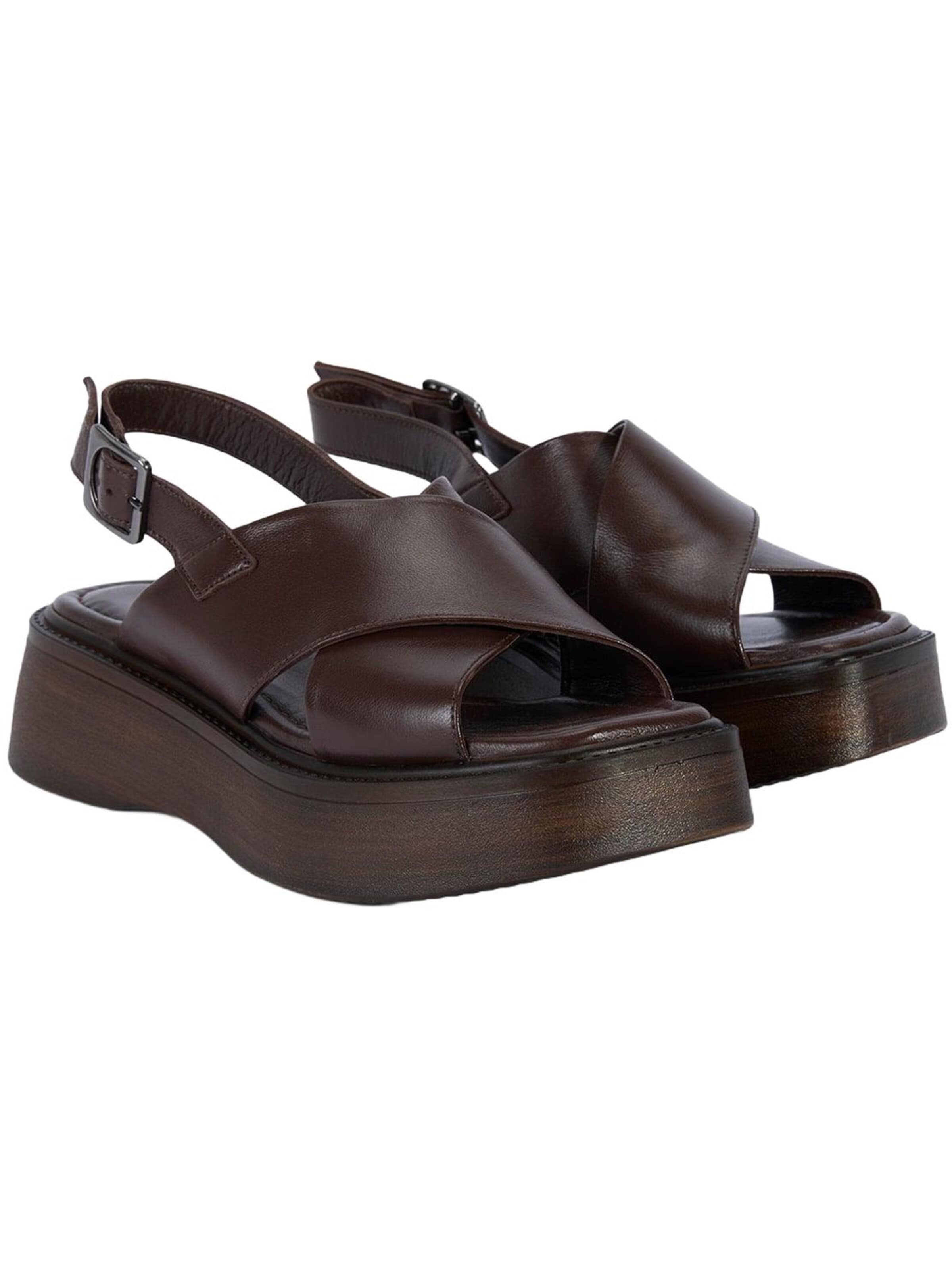 Sandales à lanières 'Keilsandalen' Desa en marron