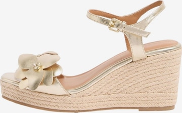 Sandales love & roses en or : devant