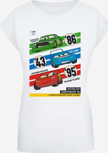 ABSOLUTE CULT T-Shirt 'Cars - Pistons Cup Champions' in blau / grün / rot / weiß, Produktansicht