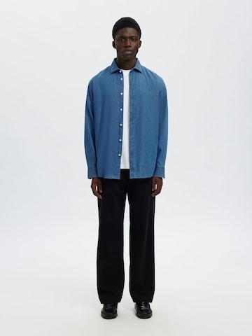 SELECTED - Ajuste regular Camisa en azul