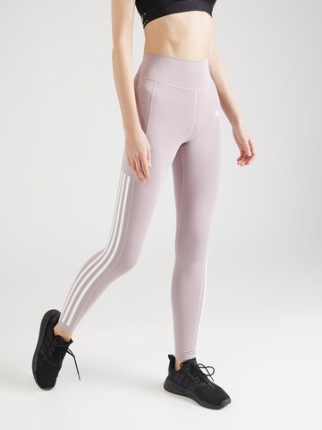 ADIDAS PERFORMANCE Skinny Sportsbukser 'Optime 3-stripes Full-length' i lilla: forside